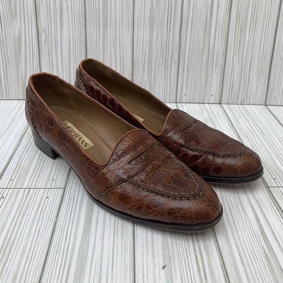 Cole Haan Genuine Caiman Crocodile Brown Loafer Slip‎ On Shoes 7.5 N main image 10